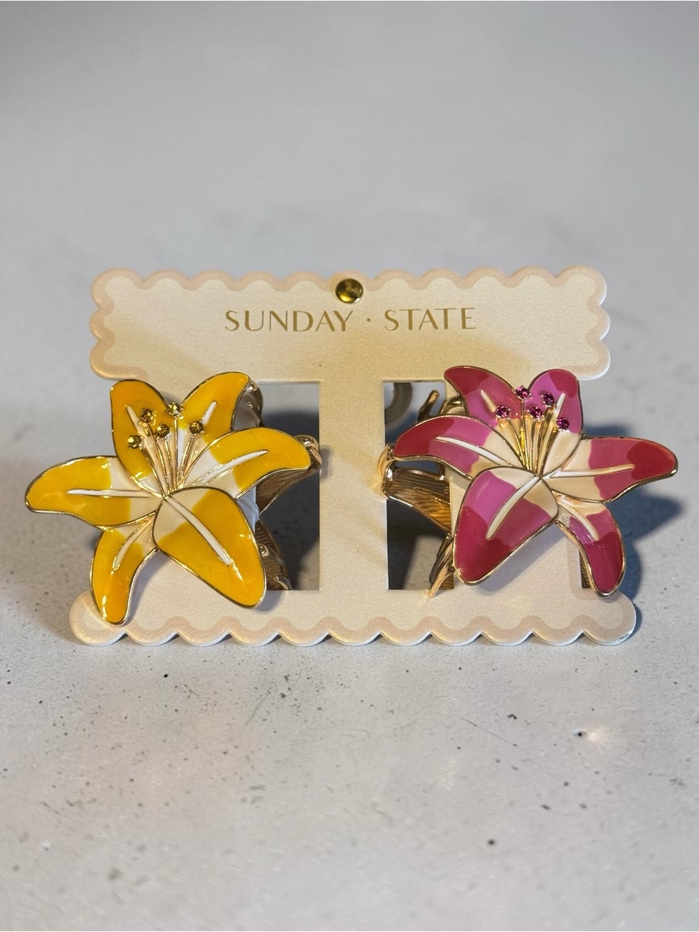 Sunday State Floral Enamel Hair Clips — NEW